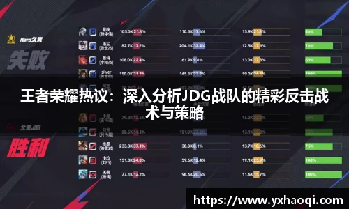 王者荣耀热议：深入分析JDG战队的精彩反击战术与策略